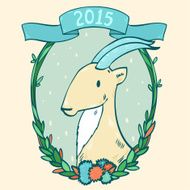 Happy new 2015 year postcard with goat