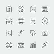Business related vector icons set thin line