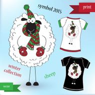 Sheep in winter hat Graphic T- shirt design print N3