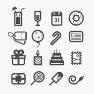 Different holiday icons set with rounded corners