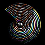 2016y calendar spiral firework on black background