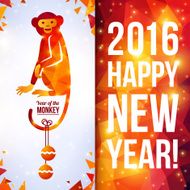 Two sides vertical flyer with Monkey New Year 2016