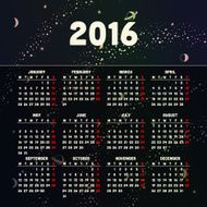 Calendar 2016 template design with header picture starts monday N127