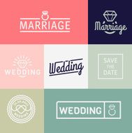 Wedding set icons and logos