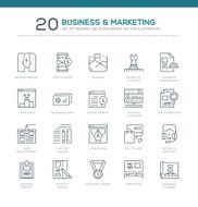 Set of Modern Line Business &amp; Marketing Icons Design