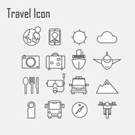 Line icons Tour planning recreational rest holiday trip for l