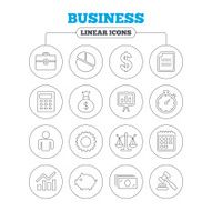 Business line icons Money chart and document N3