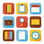 Flat Business and Office Squared App Icons Set N2