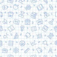 School Seamless Pattern on the Squared Sheet