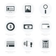 Set of flat design icons black color styles