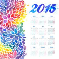 New year calendar with watercolor flowers design