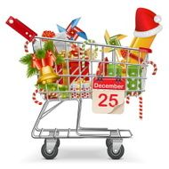 Vector Cart with Christmas Decorations