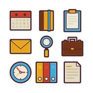 Business and Office Life Items Modern Flat Icons Set