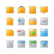 Set of the Yellow and Grey Plastic Look Web Icons