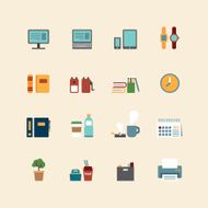 vector web flat icons set - business office tools collection