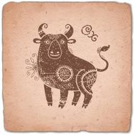 Ox Chinese Zodiac Sign Horoscope Vintage Card