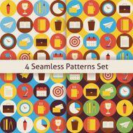 Four Vector Flat Seamless Business and Office Patterns Set with