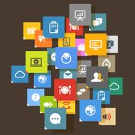 Web color tile interface template with modern icons