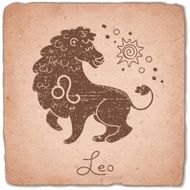 Leo zodiac sign horoscope vintage card