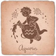 Aquarius zodiac sign horoscope vintage card