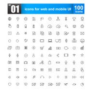 Simple line icons for web design and mobile ui vector N2