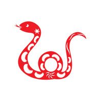 Red paper cut a snake zodiac symbols