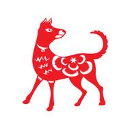 Red paper cut a dog zodiac symbols