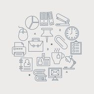 office line icon circle set
