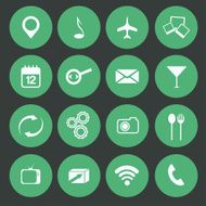 Media food and communication icons set flat design N3