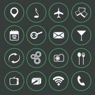 Media food and communication icons set flat design N4