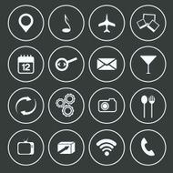 Media food and communication icons set flat design N6