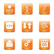 SEO Internet Sign Square Vector Orange Icon Design Set 6 N10