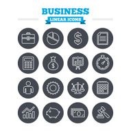 Business linear icons set Thin outline signs Vector N4