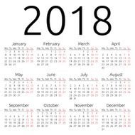 Simple vector calendar 2018