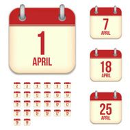 April days Vector calendar icons