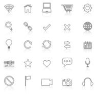 Web line icons with reflect on white