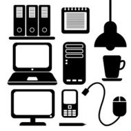 office icons black vector silhouettes