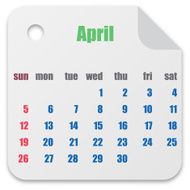 Calendar for the month of April vector illustration