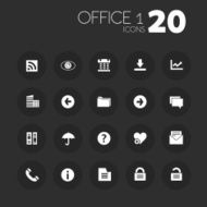 Thin office 1 icons on dark gray