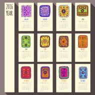 2016 year ethnic calendar design English Sunday start N3