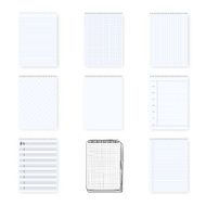 Vector Notebook Notepad Set Include realistic hand drawn