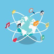 Social media flat 3d isometric pixel art modern design concept N2