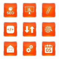 SEO Internet Sign Square Vector Orange Icon Design Set 6 N11