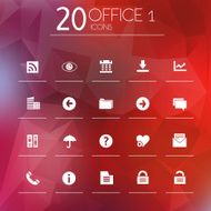 Office 1 icons on blurred background