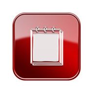 Notebook icon glossy red isolated on white background