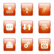 SEO Internet Sign Square Vector Orange Icon Design Set 6 N12