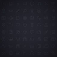 Dark Grid Seamless Pattern with Web Icons