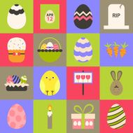 Easter flat stylized icon set 1