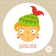 Pisces zodiac sign girl with fish tail