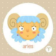 Aries zodiac sign girl with horns